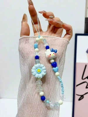 Bks Summer Beaded Phone Lanyard with Starfish Frangipani Pattern Anti-Loss Universal Wrist Strap Chain Bks Summer Beaded Phone Lanyard with Starfish Frangipani Pattern Anti-Loss Universal Wrist Strap Chain