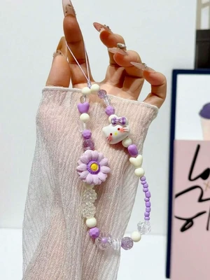 Bks Summer Beaded Phone Lanyard with Starfish Frangipani Pattern Anti-Loss Universal Wrist Strap Chain Bks Summer Beaded Phone Lanyard with Starfish Frangipani Pattern Anti-Loss Universal Wrist Strap Chain
