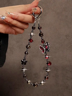 Bks Luxury Rhinestone Butterfly Pendant Mobile Phone Lanyard Case Wrist Strap Keycord Bling Glitter Hanging Chain Bks Luxury Rhinestone Butterfly Pendant Mobile Phone Lanyard Case Wrist Strap Keycord Bling Glitter Hanging Chain