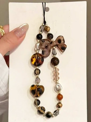 Bks Leopard Print Bow Phone Lanyard Handmade Beaded Strap Anti-Lost Chain Bag Charm Keychain Compatible Apple iPod Pro Bluetooth Earphone Case Bks Leopard Print Bow Phone Lanyard Handmade Beaded Strap Anti-Lost Chain Bag Charm Keychain Compatible Apple iPod Pro Bluetooth Earphone Case