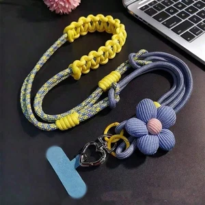 Bks 3D Fabric Flower Phone Lanyard, Detachable Heart Buckle Strap, Y2K Sweet Style Wrist Band for Girls School Travel Outdoor Party Bks 3D Fabric Flower Phone Lanyard, Detachable Heart Buckle Strap, Y2K Sweet Style Wrist Band for Girls School Travel Outdoor Party