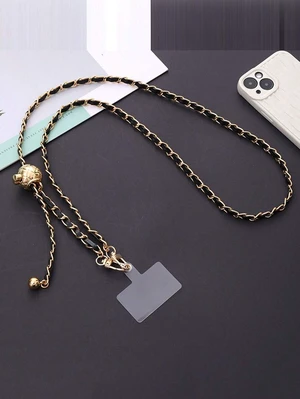 Bks Gun-Shaped Adjustable PU Leather Long Strap With Silver Chain Detachable Phone Lanyard Transparent Card Holder Gift Bks Gun-Shaped Adjustable PU Leather Long Strap With Silver Chain Detachable Phone Lanyard Transparent Card Holder Gift