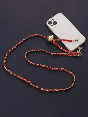 Bks Gun-Shaped Adjustable PU Leather Long Strap With Silver Chain Detachable Phone Lanyard Transparent Card Holder Gift Bks Gun-Shaped Adjustable PU Leather Long Strap With Silver Chain Detachable Phone Lanyard Transparent Card Holder Gift