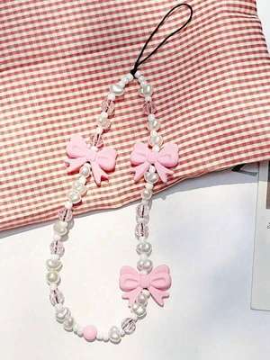 Bks Pearl Pink Butterfly Phone Lanyard Cute Charm Strap for Mom Family Birthday Gift Friends Bks Pearl Pink Butterfly Phone Lanyard Cute Charm Strap for Mom Family Birthday Gift Friends