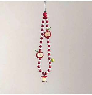 Bks Half Apple Shaped Beaded Phone Lanyard Keychain Cute Camera Pendant Fresh Design Gift for Mother Family Friends Birthday Holiday Bks Half Apple Shaped Beaded Phone Lanyard Keychain Cute Camera Pendant Fresh Design Gift for Mother Family Friends Birthday Holiday