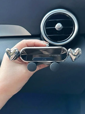 Bks Heart Shaped Car Phone Holder Vent Mount Silver PVC Dashboard Navigation Bracket Detachable Washable Universal Fit Bks Heart Shaped Car Phone Holder Vent Mount Silver PVC Dashboard Navigation Bracket Detachable Washable Universal Fit
