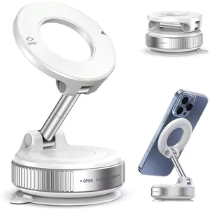 Bks Vacuum Magnetic Car Phone Holder, 360° Adjustable Suction Cup MagSafe Mount, Pocket-Sized Foldable Design for iPhone Android Bks Vacuum Magnetic Car Phone Holder, 360° Adjustable Suction Cup MagSafe Mount, Pocket-Sized Foldable Design for iPhone Android
