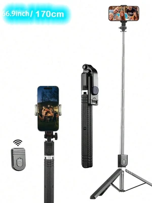 Bks 170cm Extendable Selfie Stick Tripod With Wireless Remote Compatible With IOS Android Phones For Live Streaming Vlogging Bks 170cm Extendable Selfie Stick Tripod With Wireless Remote Compatible With IOS Android Phones For Live Streaming Vlogging
