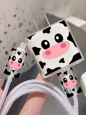Bks 5pcs Cartoon Cow Cable Winder Set, Anti-Breaking Data Organizer, 1.5m Length, Fast Charging Adapter Protector for Apple iPhone Bks 5pcs Cartoon Cow Cable Winder Set, Anti-Breaking Data Organizer, 1.5m Length, Fast Charging Adapter Protector for Apple iPhone