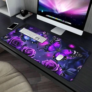 Bks XL Waterproof Mouse Pad with Purple Butterfly Floral Design, Durable Rubber Gaming Desk Mat for Office and Study Setup Bks XL Waterproof Mouse Pad with Purple Butterfly Floral Design, Durable Rubber Gaming Desk Mat for Office and Study Setup