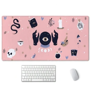 Bks Large Mouse Pad, Cute Pink Goth Desk Mat For Desktop, Women Girls Waterproof Gaming Mousepad, Boho Witch Computer PC Laptop Protector Writing Pads For School Office Home Bks Large Mouse Pad, Cute Pink Goth Desk Mat For Desktop, Women Girls Waterproof Gaming Mousepad, Boho Witch Computer PC Laptop Protector Writing Pads For School Office Home