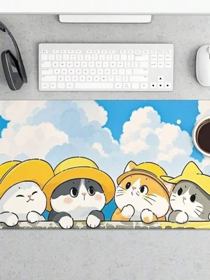 Bks Cute Cat Mouse Pad Neon Design Premium Rubber Backing Sturdy Desk Mat Gaming Office Featuring Bks Cute Cat Mouse Pad Neon Design Premium Rubber Backing Sturdy Desk Mat Gaming Office Featuring