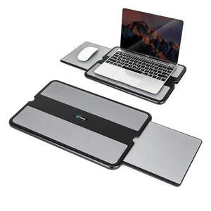 Bks Laptop Lap Pad with Retractable Tray Anti-Slip Heat Shield Stable Work Surface for Bed Sofa Couch Travel Black Gray Bks Laptop Lap Pad with Retractable Tray Anti-Slip Heat Shield Stable Work Surface for Bed Sofa Couch Travel Black Gray