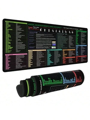 Bks One-Size Large Excel Shortcut Mouse Pad with Non-Slip Rubber Base, Decorative Desktop Mat for Gaming and Office Work Bks One-Size Large Excel Shortcut Mouse Pad with Non-Slip Rubber Base, Decorative Desktop Mat for Gaming and Office Work