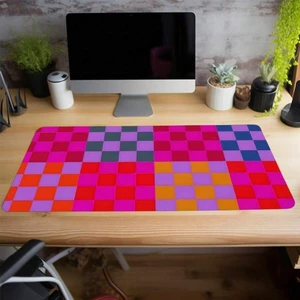 Bks Colorful Retro Checkered Mouse Pad, 23.6x13.8 Inch Large Gaming Mat, Non-Slip Rubber Base, Office Desk Keyboard Accessory Bks Colorful Retro Checkered Mouse Pad, 23.6x13.8 Inch Large Gaming Mat, Non-Slip Rubber Base, Office Desk Keyboard Accessory