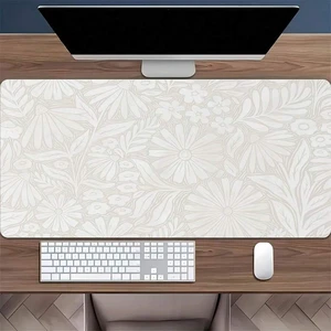 Bks 23.6x13.8in Multi-Sized Mouse Pad Floral Block Print Soft Neutral Taupe White Pattern Gaming Office Travel Desk Accessory Bks 23.6x13.8in Multi-Sized Mouse Pad Floral Block Print Soft Neutral Taupe White Pattern Gaming Office Travel Desk Accessory