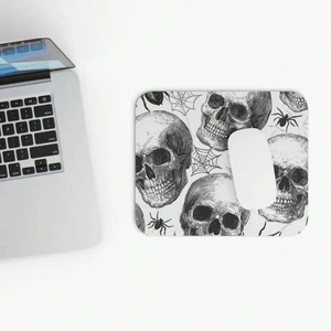 Bks Skull & Spider Web Mouse Pad 9.84x11.81in Halloween Gothic Design Polyester Fabric Non-Slip Rubber Base for Office Bks Skull & Spider Web Mouse Pad 9.84x11.81in Halloween Gothic Design Polyester Fabric Non-Slip Rubber Base for Office