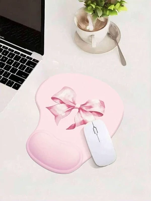 Bks Pink Bow Mouse Pad with Gel Wrist Rest, Soft Lycra Surface, Non-Slip Base, Ergonomic Design for Office and Gaming Bks Pink Bow Mouse Pad with Gel Wrist Rest, Soft Lycra Surface, Non-Slip Base, Ergonomic Design for Office and Gaming