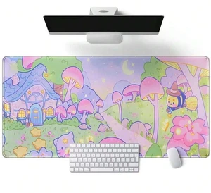 Bks Large Pastel Mushroom Desk Mat Extended Gaming Mousepad for Laptop Keyboard Long Anime Style Computer Pad Bks Large Pastel Mushroom Desk Mat Extended Gaming Mousepad for Laptop Keyboard Long Anime Style Computer Pad