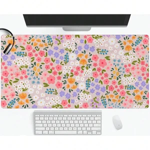 Bks 60cm*35cm*3mm Large Floral Gaming Mouse Pad & Keyboard Mat - Non-Slip Rubber Base, Stitched Edges, Smooth Surface With Pink Orange Blue Purple Flowers Design Bks 60cm*35cm*3mm Large Floral Gaming Mouse Pad & Keyboard Mat - Non-Slip Rubber Base, Stitched Edges, Smooth Surface With Pink Orange Blue Purple Flowers Design