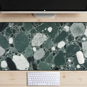 Bks Large Green Terrazzo Desk Mat, Natural Stone Gaming Mouse Pad, Mosaic Office Protector, Non-Slip Rubber Base Bks Large Green Terrazzo Desk Mat, Natural Stone Gaming Mouse Pad, Mosaic Office Protector, Non-Slip Rubber Base
