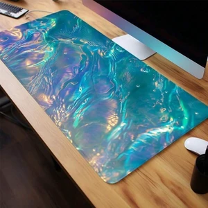 Bks Holographic Iridescent Water Design Mouse Pad, 23.6x13.8 Inch Gaming Mouse Mat, Non-Slip Rubber Base Stitched Edge Desk Pad For Laptop Desktop Office Bks Holographic Iridescent Water Design Mouse Pad, 23.6x13.8 Inch Gaming Mouse Mat, Non-Slip Rubber Base Stitched Edge Desk Pad For Laptop Desktop Office