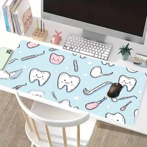 Bks 60cm x 35cm Super Big Gaming Desk Mat Mouse Pad with Cartoon Teeth Design, Polyester Surface Rubber Base Bks 60cm x 35cm Super Big Gaming Desk Mat Mouse Pad with Cartoon Teeth Design, Polyester Surface Rubber Base