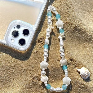 Bks Ocean Themed Shell Braided Phone Lanyard Beach Starfish Turtle Beaded Charm for Smartphone Camera Bks Ocean Themed Shell Braided Phone Lanyard Beach Starfish Turtle Beaded Charm for Smartphone Camera