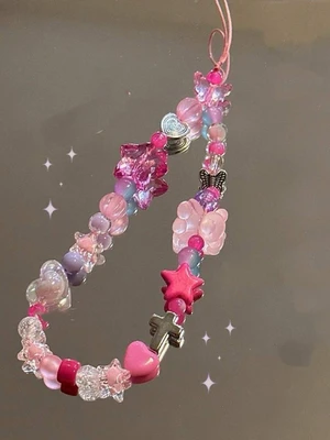 Bks Handmade Y2K Star Beaded Phone Chain, Retro Millennium Camera CCD Lanyard Gift for Mother Family Friends Birthday Holiday Bks Handmade Y2K Star Beaded Phone Chain, Retro Millennium Camera CCD Lanyard Gift for Mother Family Friends Birthday Holiday
