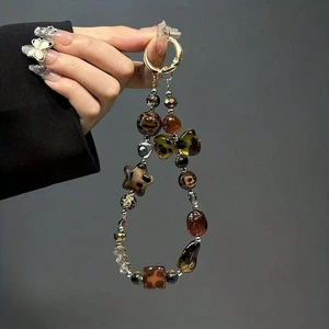 Bks DIY Phone Chain Lanyard with Beads for Camera Anti-Loss Rope Korean Style Ice Snow Star Pendant High-End Women's Sense Brown Bks DIY Phone Chain Lanyard with Beads for Camera Anti-Loss Rope Korean Style Ice Snow Star Pendant High-End Women's Sense Brown