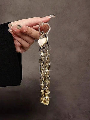 Bks Luxury Golden Metal Chain Wrist Lanyard Phone Case Key Bag Charm Gift for Mother Family Friends Birthday Holiday Bks Luxury Golden Metal Chain Wrist Lanyard Phone Case Key Bag Charm Gift for Mother Family Friends Birthday Holiday