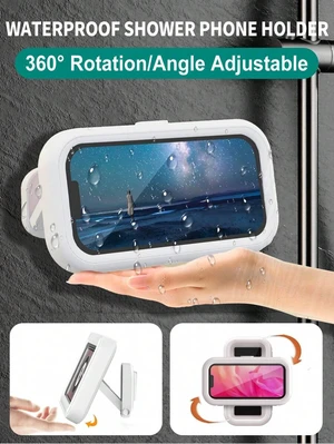 Bks 360° Rotation Waterproof Shower Phone Holder, Retractable, Angle Adjustable, Anti-Fog Touch Screen Case Mount Box For Bathroom Wall Mirror Bathtub Kitchen Compatible With IPhone Android Bks 360° Rotation Waterproof Shower Phone Holder, Retractable, Angle Adjustable, Anti-Fog Touch Screen Case Mount Box For Bathroom Wall Mirror Bathtub Kitchen Compatible With IPhone Android