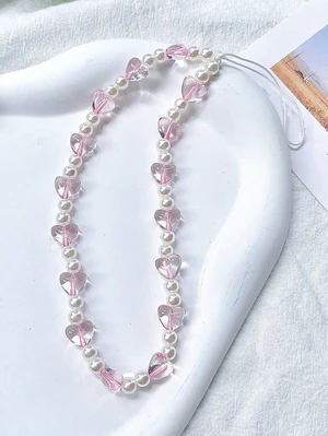 Bks Crystal Pink Pearl Phone Lanyard Bag Charm Keychain Camera Pendant Gift for Women Family Birthday Holiday Bks Crystal Pink Pearl Phone Lanyard Bag Charm Keychain Camera Pendant Gift for Women Family Birthday Holiday