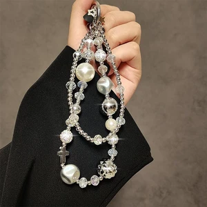 Bks Fashion Rhinestone Beaded Lanyard Wrist Strap for Mobile Phone Case Decoration Creative Spring Gift Accessory Bks Fashion Rhinestone Beaded Lanyard Wrist Strap for Mobile Phone Case Decoration Creative Spring Gift Accessory