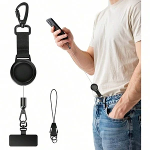 Bks Black Alloy Anti-Theft Phone Tether Retractable Steel Line Lanyard With Locking Carabiner For Outdoor Hiking Skiing Climbing Bks Black Alloy Anti-Theft Phone Tether Retractable Steel Line Lanyard With Locking Carabiner For Outdoor Hiking Skiing Climbing