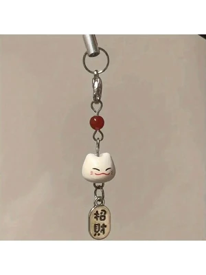 Bks Maneki Neko Lucky Cat Phone Charm With Red Bead - Traditional Feng Shui Lanyard Pendant Gift For Mother Family Friends Birthday Holiday Bks Maneki Neko Lucky Cat Phone Charm With Red Bead - Traditional Feng Shui Lanyard Pendant Gift For Mother Family Friends Birthday Holiday