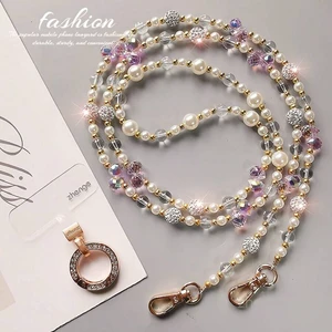 Bks Phone Lanyard Long Exquisite Sparkling Beaded Chain For Women Anti-Lost Messenger Style Bks Phone Lanyard Long Exquisite Sparkling Beaded Chain For Women Anti-Lost Messenger Style