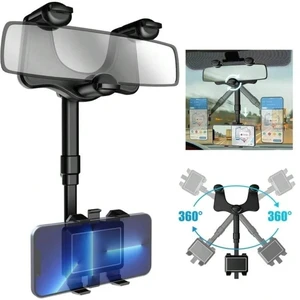 Bks Rear View Mirror Phone Holder, 360 Rotatable Retractable Universal Mount for All Smartphones iPhone Android Car Accessories Bks Rear View Mirror Phone Holder, 360 Rotatable Retractable Universal Mount for All Smartphones iPhone Android Car Accessories