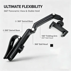Bks Car Phone Holder Mount, 360° Rotatable & Foldable Clip, Multi-Axis Adjustable Stand With Non-Slip Grip, Universal Dashboard Cell Phone Stand Bks Car Phone Holder Mount, 360° Rotatable & Foldable Clip, Multi-Axis Adjustable Stand With Non-Slip Grip, Universal Dashboard Cell Phone Stand