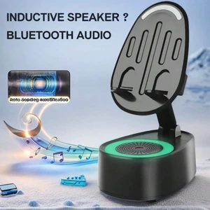 Bks Wireless Induction Bluetooth Speaker Phone Holder 5-in-1 USB Rechargeable Portable Stand with Colorful Ambient Light Compatible iPhone Android Bks Wireless Induction Bluetooth Speaker Phone Holder 5-in-1 USB Rechargeable Portable Stand with Colorful Ambient Light Compatible iPhone Android