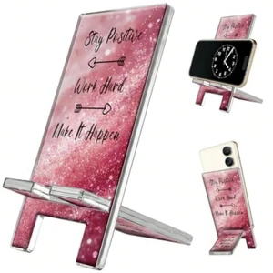 Bks Pink Acrylic Phone Stand Desktop Holder with Inspirational Quotes for Smartphones Tablets Switch Office Desk Accessories Bks Pink Acrylic Phone Stand Desktop Holder with Inspirational Quotes for Smartphones Tablets Switch Office Desk Accessories