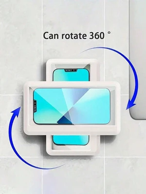 Bks 360° Rotation Waterproof Shower Phone Holder Anti-Fog Touch Screen Wall Mount Box For Bathroom Kitchen Compatible With iPhone Android Bks 360° Rotation Waterproof Shower Phone Holder Anti-Fog Touch Screen Wall Mount Box For Bathroom Kitchen Compatible With iPhone Android