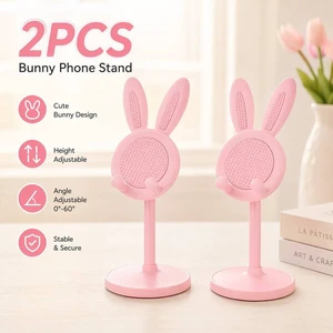 Bks Bunny Phone Stand Set, 2pcs Cute Rabbit Design Adjustable Desktop Holder Foldable Mobile Stand for Video Calls Live Streaming Online Classes Desk Dorm Bedroom Office Travel Bks Bunny Phone Stand Set, 2pcs Cute Rabbit Design Adjustable Desktop Holder Foldable Mobile Stand for Video Calls Live Streaming Online Classes Desk Dorm Bedroom Office Travel