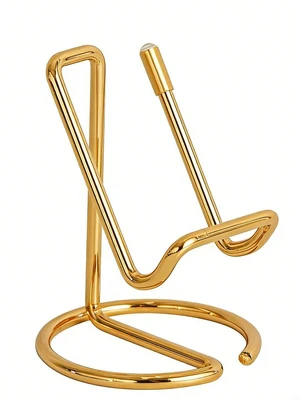 Bks 1pc Desktop Metal Phone Stand, Dual-Purpose Creative Business Card Holder, Gold Finish Bks 1pc Desktop Metal Phone Stand, Dual-Purpose Creative Business Card Holder, Gold Finish