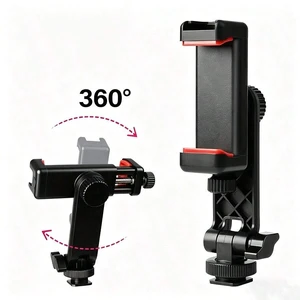 Bks Large Phone Stand Tripod Adapter 1/4 Screw Cold Shoe Mounts 360 Rotation Compatible iPhone Desktop Video Selfie Holder Bks Large Phone Stand Tripod Adapter 1/4 Screw Cold Shoe Mounts 360 Rotation Compatible iPhone Desktop Video Selfie Holder