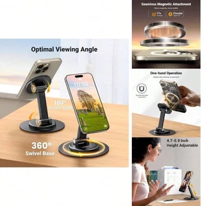 Bks Magnetic Phone Stand Height Adjustable Desk With 360 Rotation Compatible iPhone 17 16 Pro 15 Pro 14 Plus 13 12 Black Bks Magnetic Phone Stand Height Adjustable Desk With 360 Rotation Compatible iPhone 17 16 Pro 15 Pro 14 Plus 13 12 Black