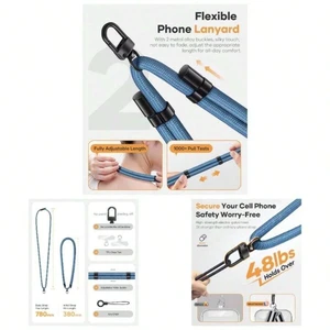 Bks Blue TPU Phone Lanyard Crossbody Strap with Metal Buckles Adjustable Neck Chain for Smartphones Bks Blue TPU Phone Lanyard Crossbody Strap with Metal Buckles Adjustable Neck Chain for Smartphones