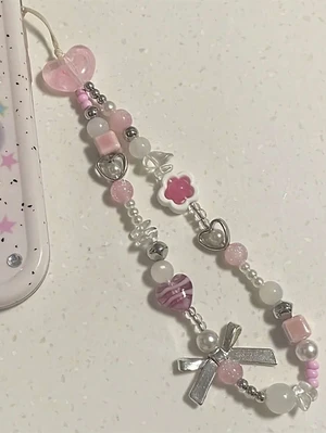 Bks Pink Flower Lariat Phone Lanyard With Bow Strap for Smartphone Bks Pink Flower Lariat Phone Lanyard With Bow Strap for Smartphone