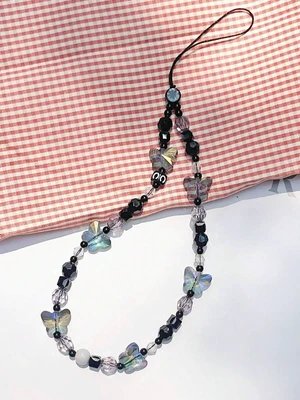 Bks Summer Fashion Cute Lady Laser Butterfly Rainbow Crystal Phone Lanyard Chain Gift for Mother Family Birthday Holiday Bks Summer Fashion Cute Lady Laser Butterfly Rainbow Crystal Phone Lanyard Chain Gift for Mother Family Birthday Holiday