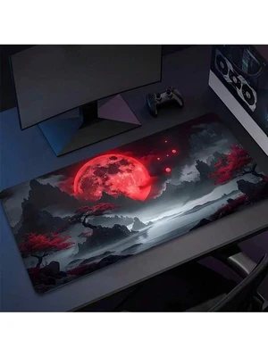 Bks Blood Moon XL Mouse Pad 80x30cm Aesthetic Art Desk Mat Non-Slip Rubber Base Stitched Edge Gaming Keyboard Pad Bks Blood Moon XL Mouse Pad 80x30cm Aesthetic Art Desk Mat Non-Slip Rubber Base Stitched Edge Gaming Keyboard Pad